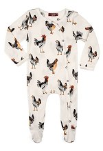 Chicken Organic Cotton<br>Snap Footed Romper