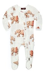 Tutu Elephant Bamboo<br>Ruffle Zip Footed Romper