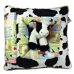 Farm Cow & Tractors<br>Peek-A-Boo Pillow - Large