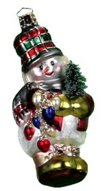 Snowman with Plaid Hat<br>Christborn Ornament